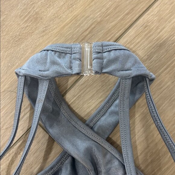 LA Designs Jr. Gray Dance Costume with Long Skirt | Open Back | youth Junior - Picture 5 of 8